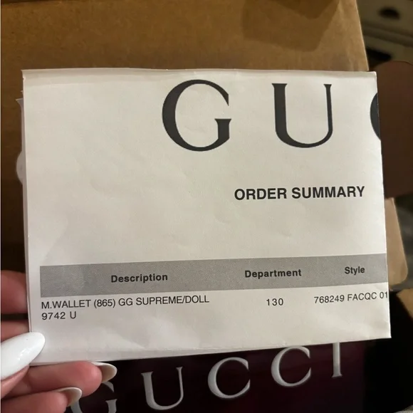 NEW Gucci Beige and dark brown with Acid Green Accent Wallet- GG long card case - Picture 8 of 9